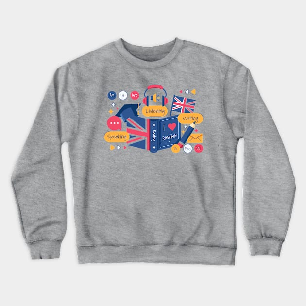 Learning English Concept Crewneck Sweatshirt by Mako Design 